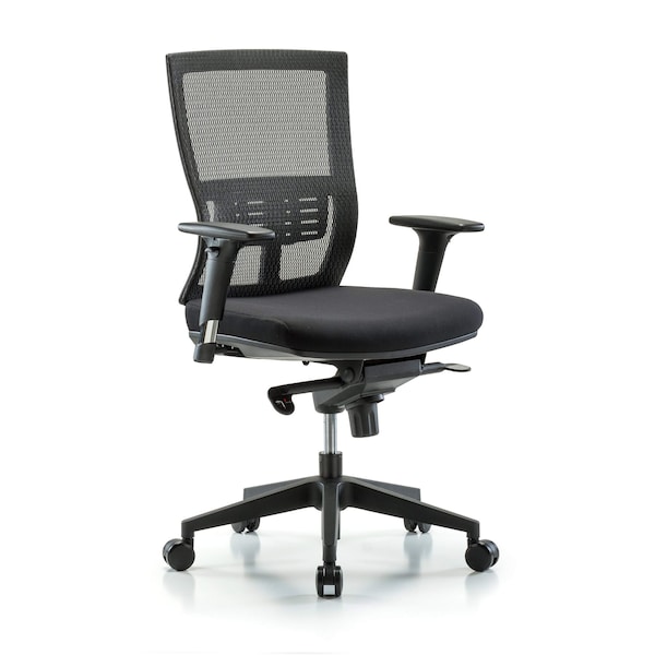 Desk Chair Modern Mesh Chair, C2, AA, Casters, Adjustable Arms, 18-1/2" to 21-1/2" Height, Mesh, Black