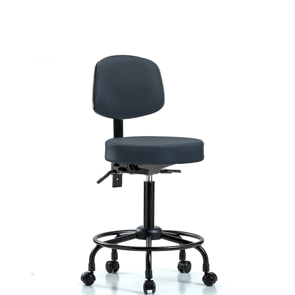 Med Ben Stool, Vin, Bk, RT, Tilt, Cast, Navy