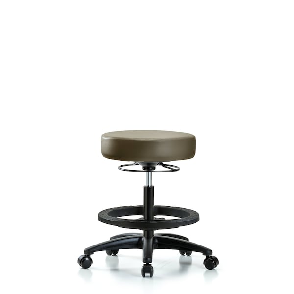 Vinyl Stool, Med Bench, Foot Ring, Casters, Royal