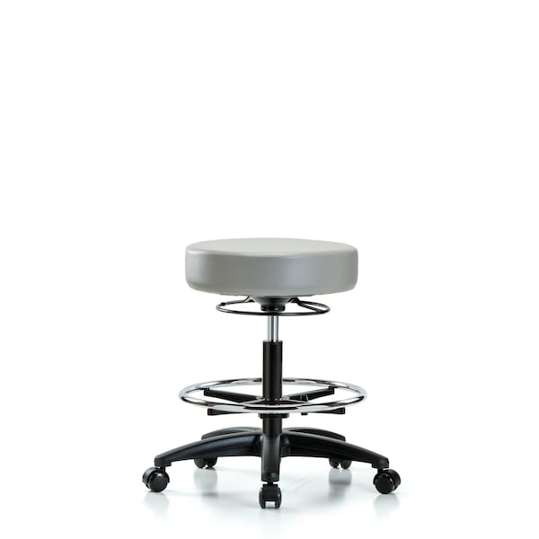 Vin Stool without Back-Medium Bench Height with Chrome Foot Ring and Casters in Dove Trailblazer Vin