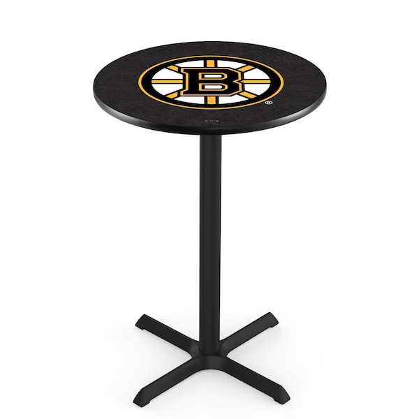 42" Blk Wrinkle Boston Bruins Pub Table, 36" dia. Top